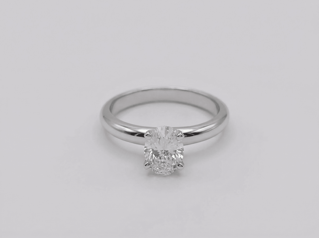 1 Carat Oval Cut Lab Grown Diamond Solitaire Engagement Ring in 14K Gold - Rarest Jewelries
