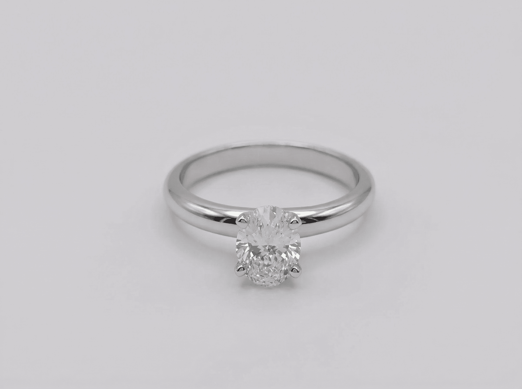 1 Carat Oval Cut Lab Grown Diamond Solitaire Engagement Ring in 14K Gold - Rarest Jewelries