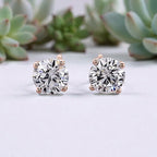 1 Carat Round Brilliant Lab Grown Diamond Stud Earrings in 14K Gold - Rarest Jewelries