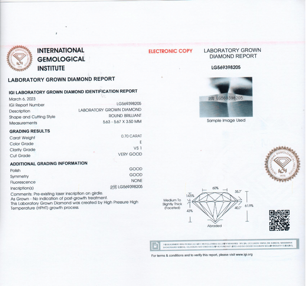 1.4 Carat Round Brilliant Lab Grown Diamond Stud Earrings in 14K Gold