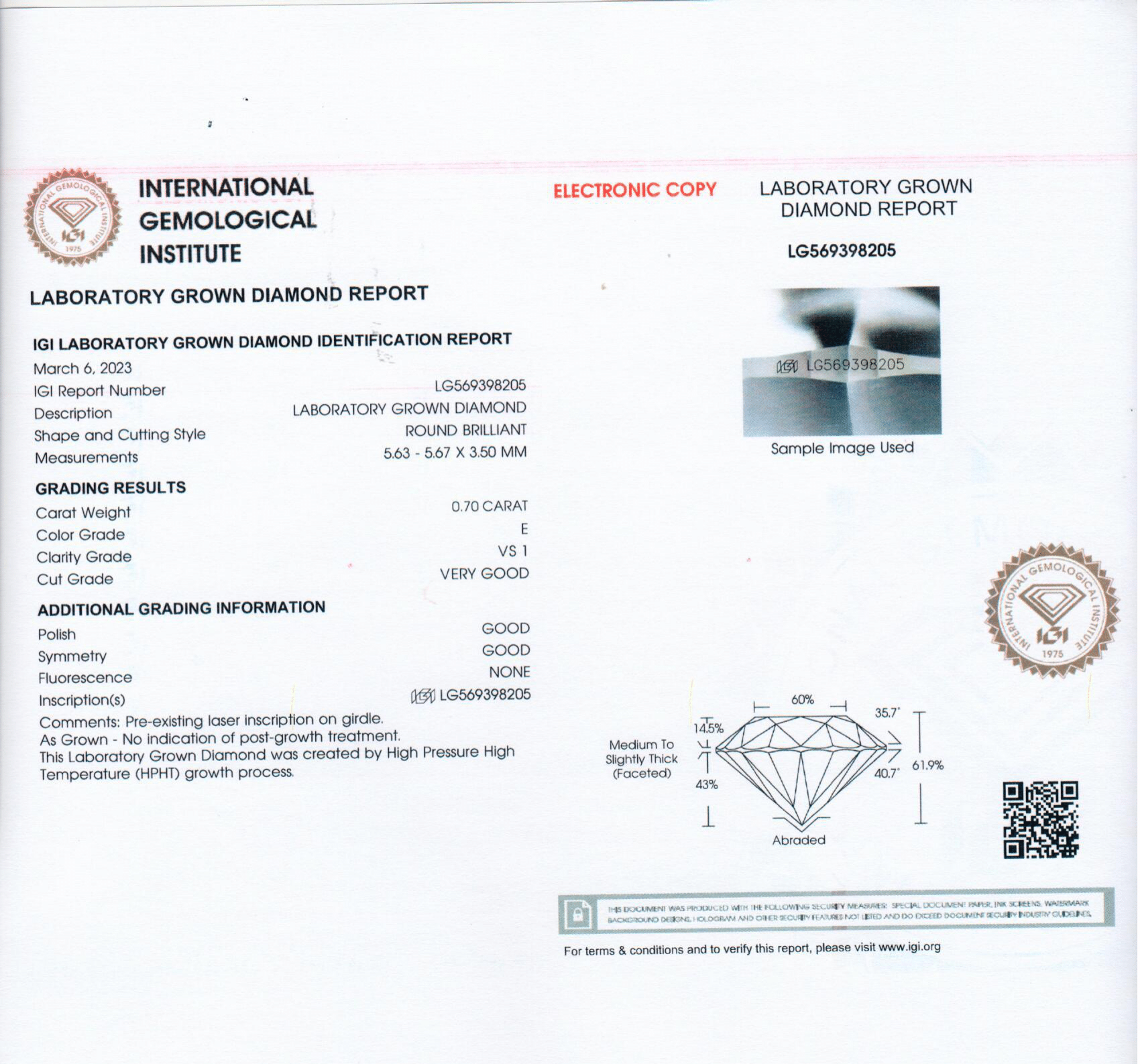 1.4 Carat Round Brilliant Lab Grown Diamond Stud Earrings in 14K Gold