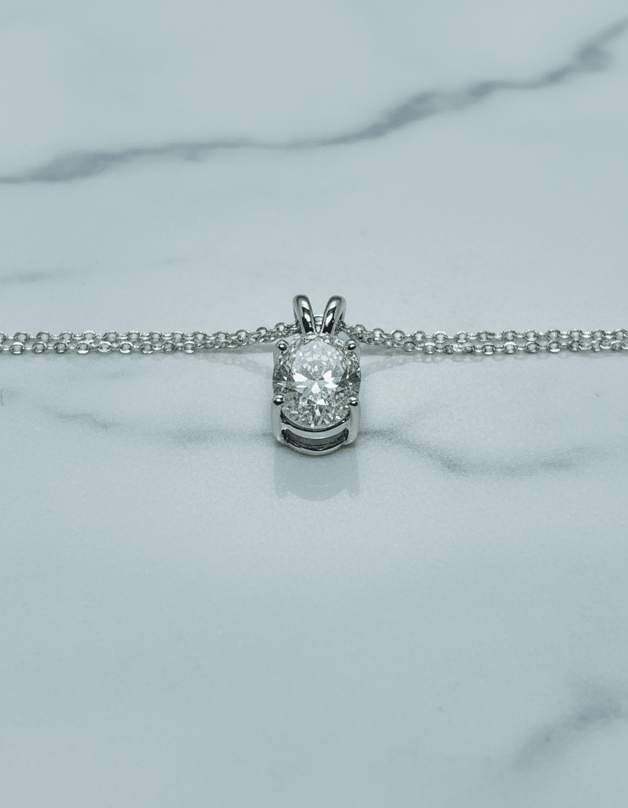 1.02 Carat Oval Brilliant Lab Grown Diamond Pendant in 14K Gold - Rarest Jewelries