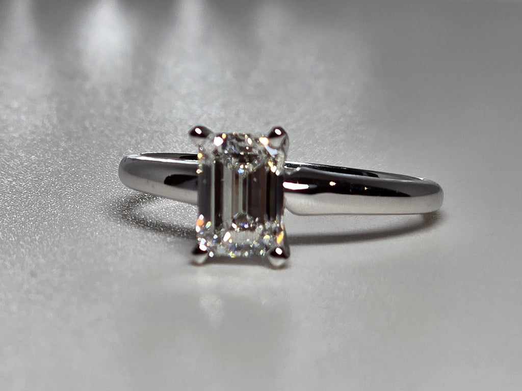 1.03 Carat Emerald Cut Lab Grown Diamond Engagement Promise Ring in 14K Gold - Rarest Jewelries