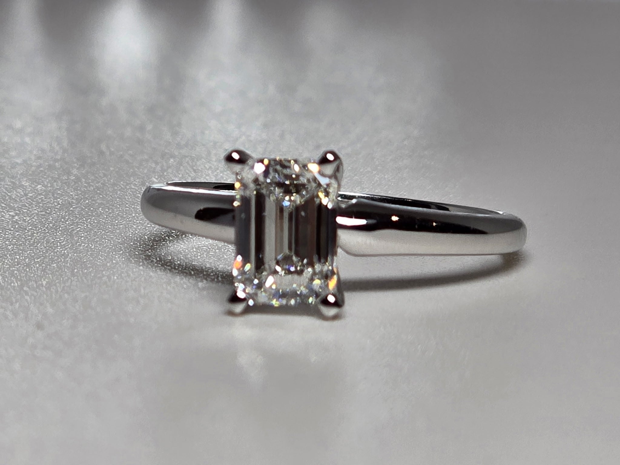 1.03 Carat Emerald Cut Lab Grown Diamond Engagement Promise Ring in 14K Gold - Rarest Jewelries