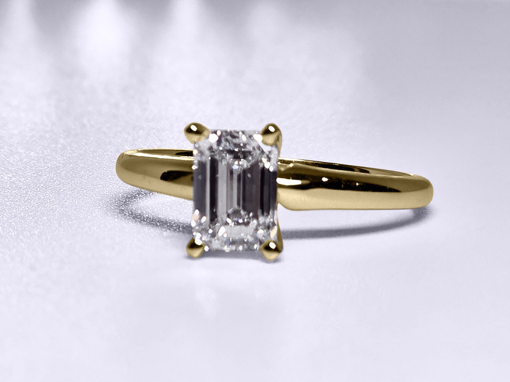 1.03 Carat Emerald Cut Lab Grown Diamond Engagement Promise Ring in 14K Gold - Rarest Jewelries