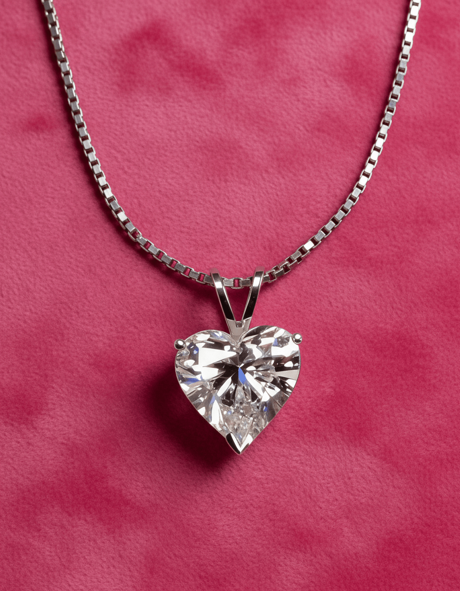 lab grown heart pendant necklace in 14K gold