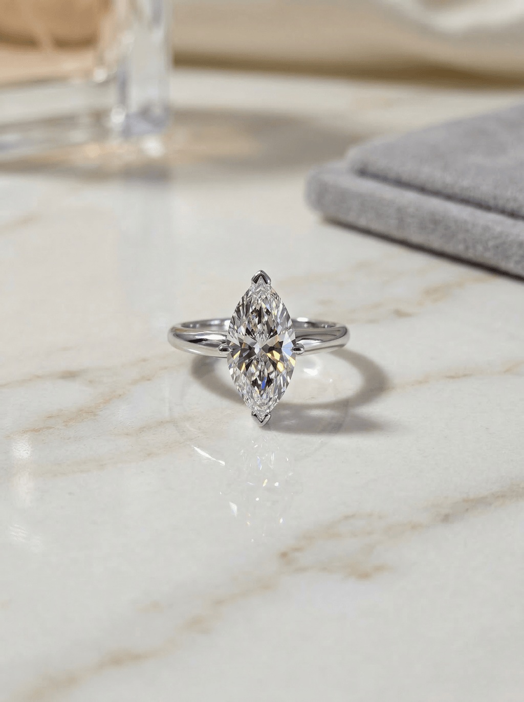 1.07 Carat Marquise Cut Lab Grown Diamond Solitaire Engagement Ring in 14K Gold - Rarest Jewelries