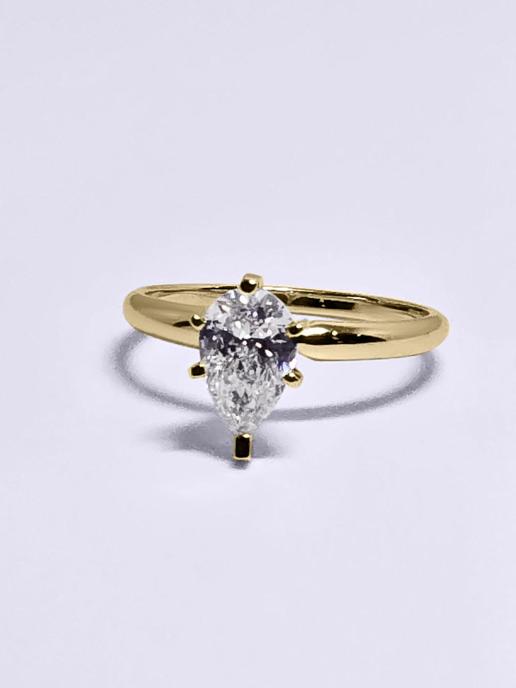 1.07 Carat Pear Cut Lab Grown Diamond Engagement Promise Ring in 14K Gold - Rarest Jewelries