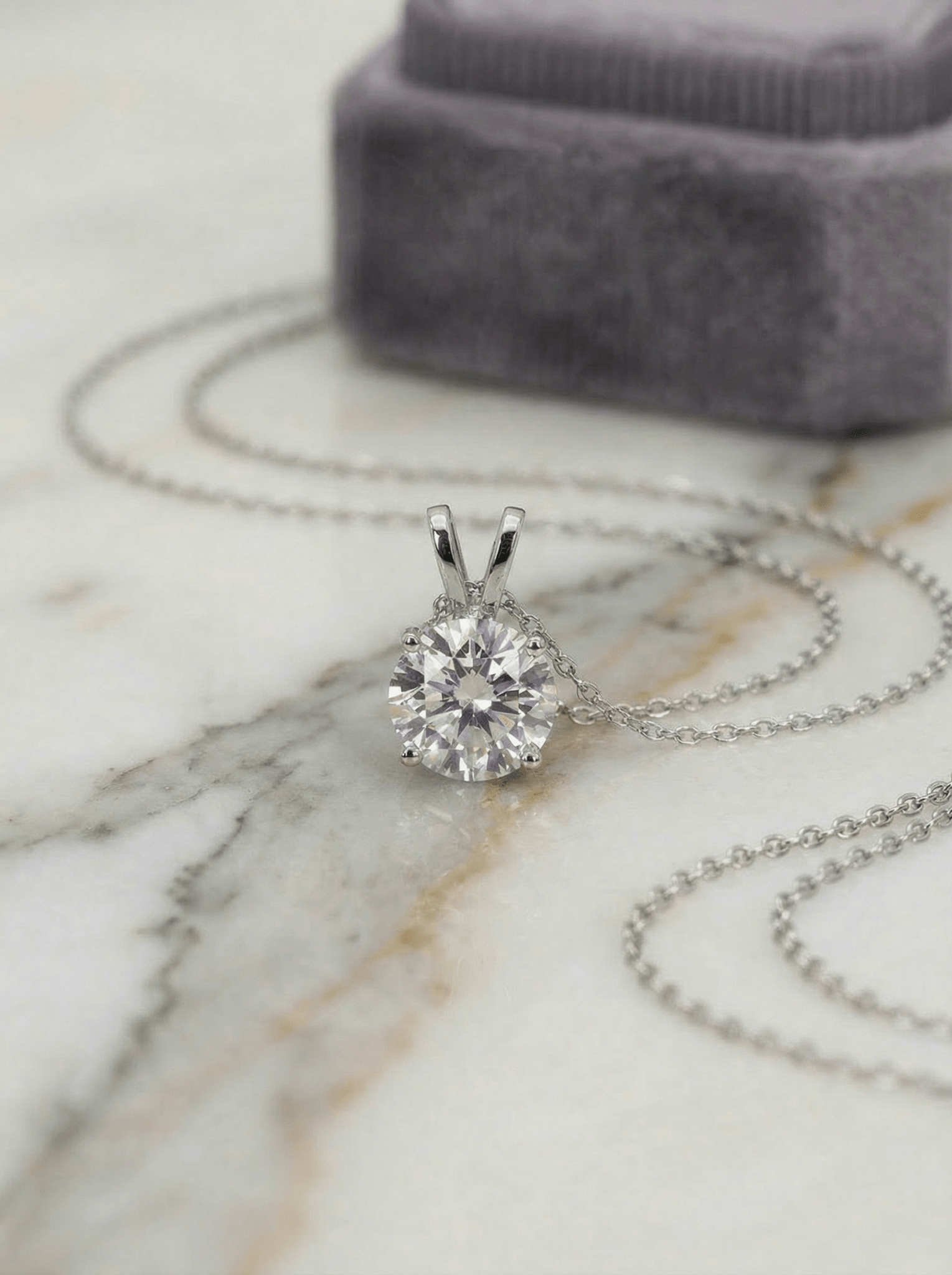 1.09 Carat Brilliant Round Lab Grown Diamond Pendant in 14K Gold - Rarest Jewelries