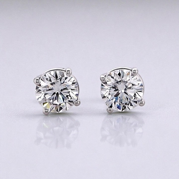 1.4 Carat Round Brilliant Lab Grown Diamond Stud Earrings in 14K Gold - Rarest Jewelries