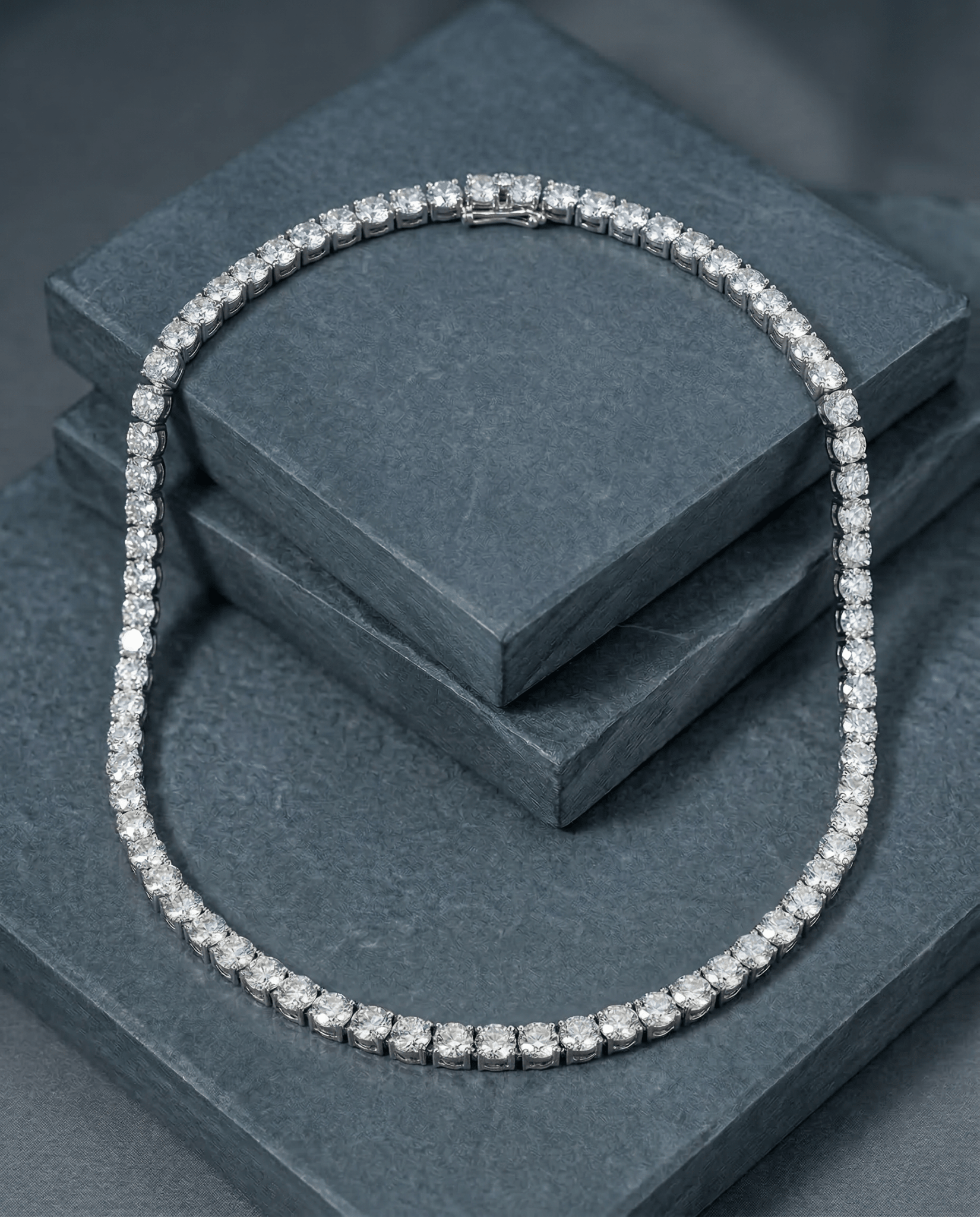 15.25 Ctw Lab Grown Diamond Round Tennis Necklace in 14K Gold - Rarest Jewelries