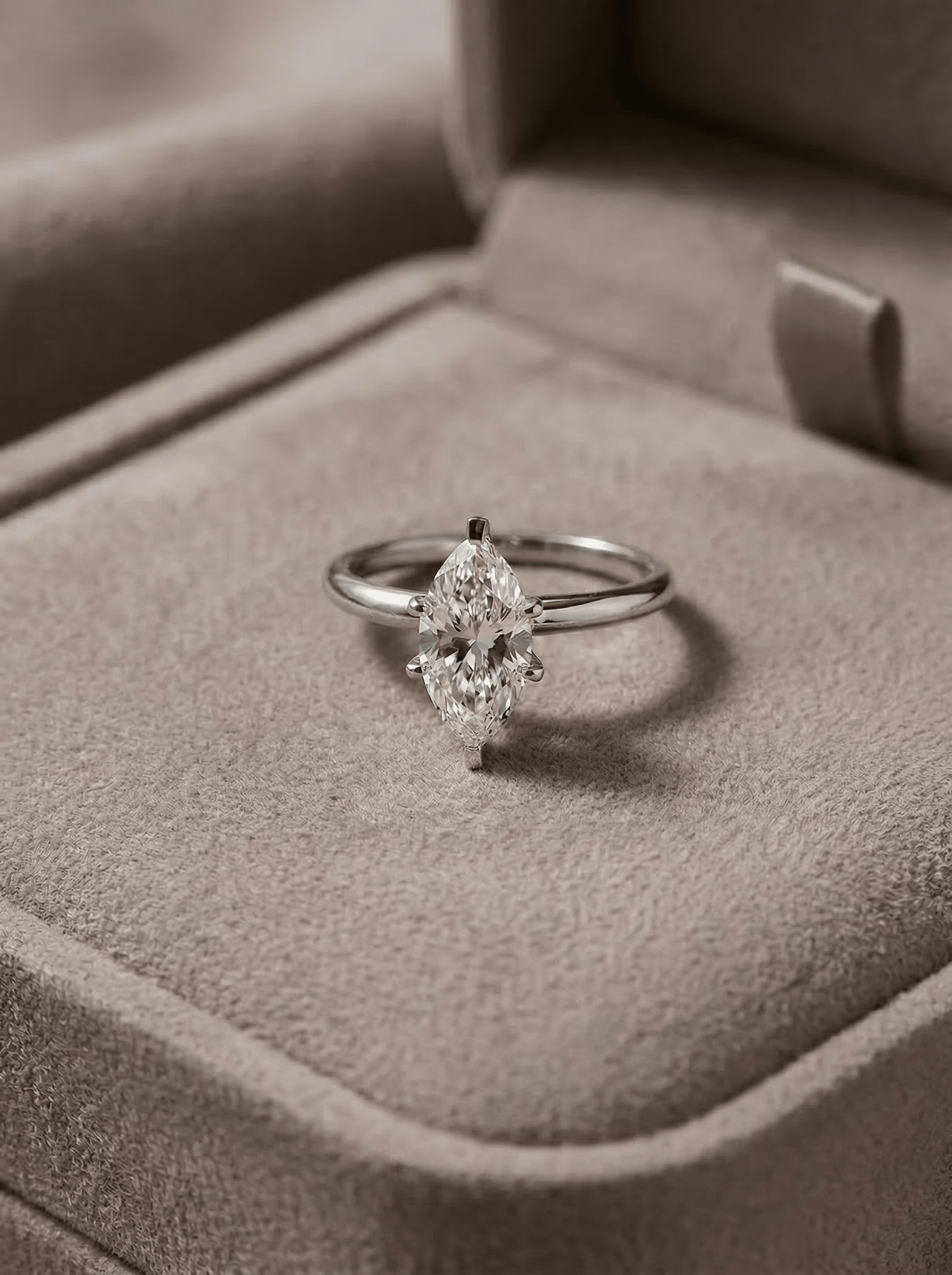 2 Carat Marquise Cut Lab Grown Diamond Solitaire Engagement Ring in 14K Gold - Rarest Jewelries