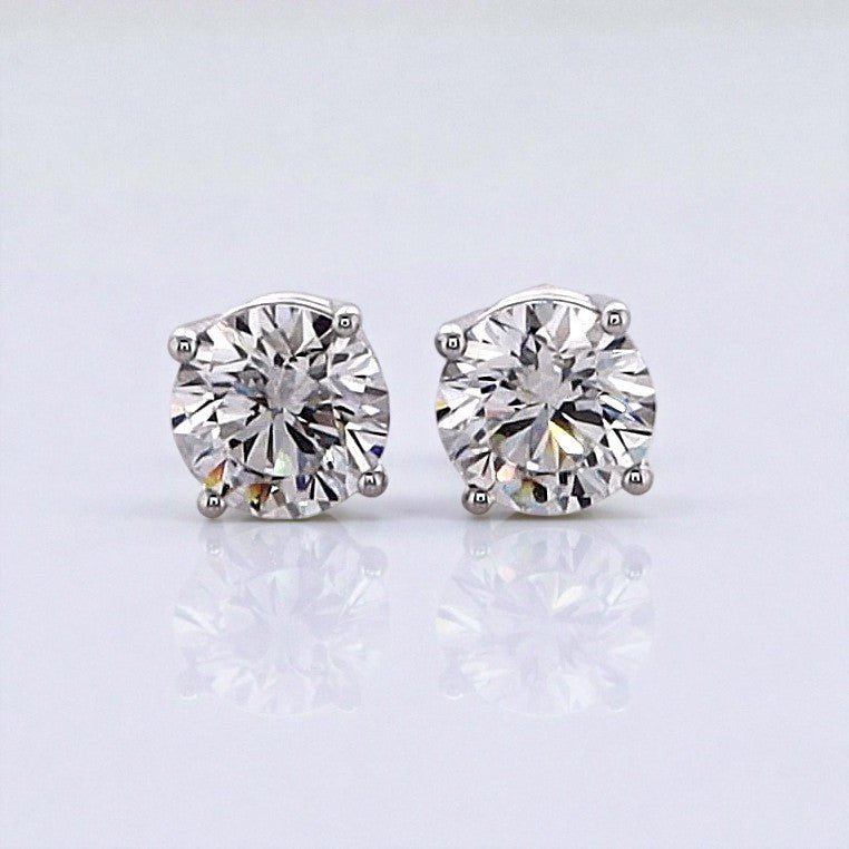 2 Carat Round Brilliant Lab Grown Diamond Stud Earrings in 14K Gold - Rarest Jewelries