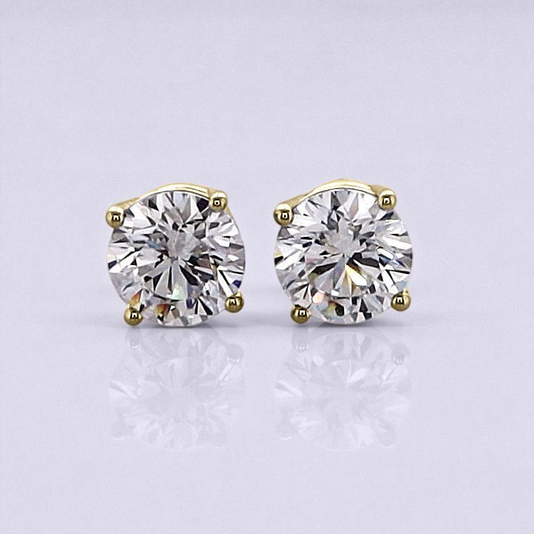 2 Carat Round Brilliant Lab Grown Diamond Stud Earrings in 14K Gold - Rarest Jewelries