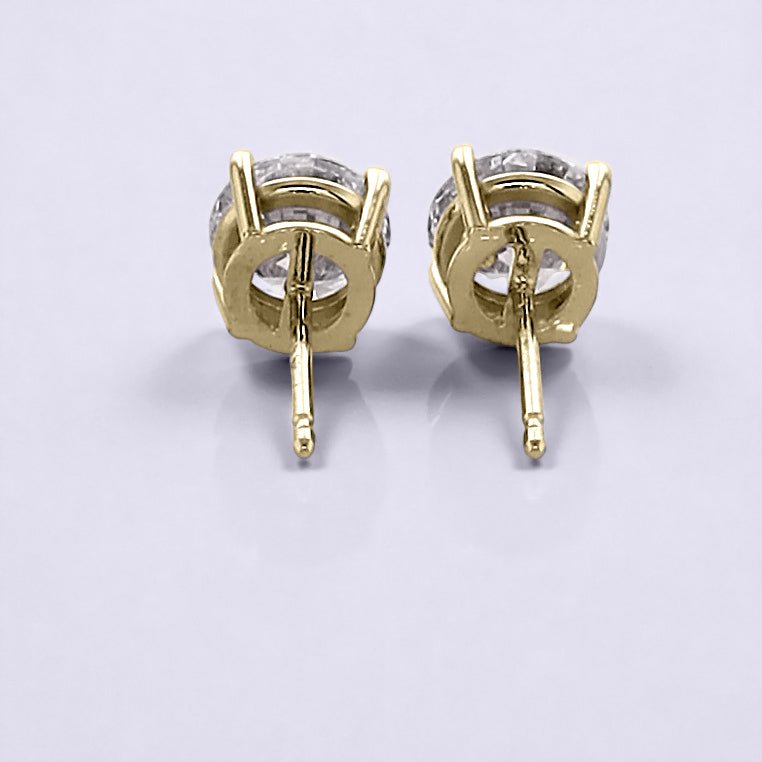 2 Carat Round Brilliant Lab Grown Diamond Stud Earrings in 14K Gold - Rarest Jewelries