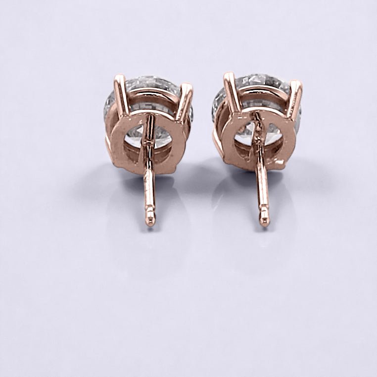 2 Carat Round Brilliant Lab Grown Diamond Stud Earrings in 14K Gold - Rarest Jewelries
