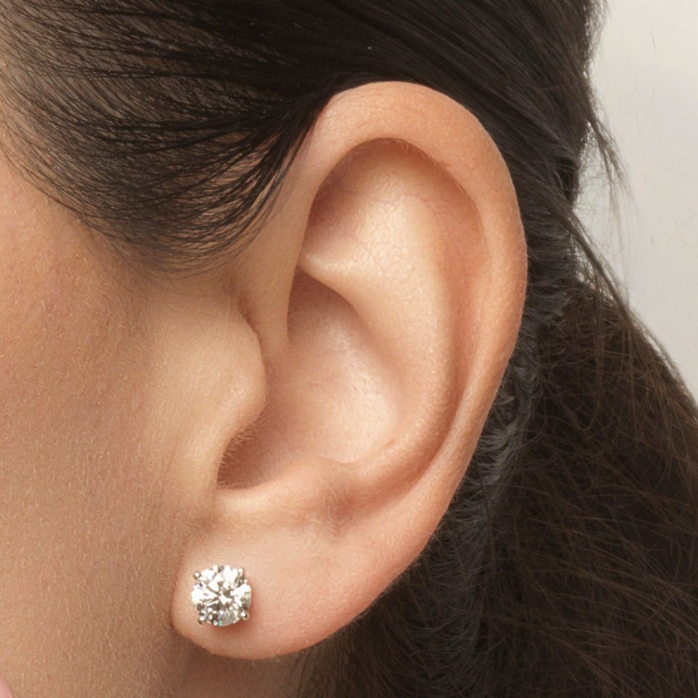 2 Carat Round Brilliant Lab Grown Diamond Stud Earrings in 14K Gold - Rarest Jewelries