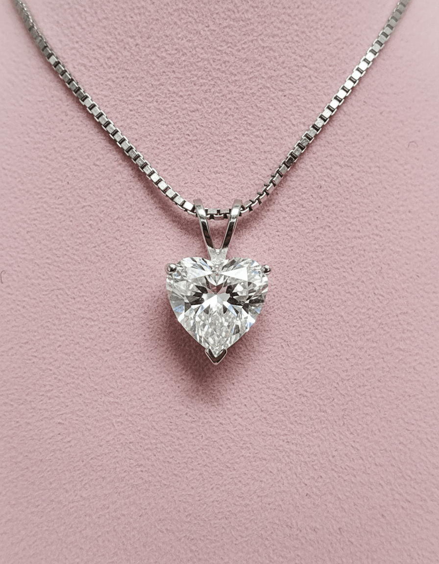 2.01 Carat Heart Shape Cut Lab Grown Diamond Pendant in 14K Gold - Rarest Jewelries