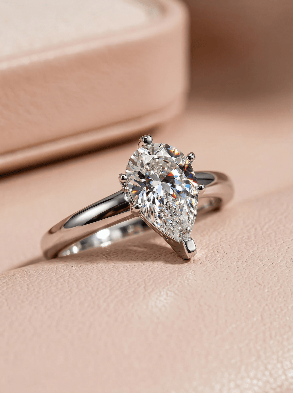 2.01 Carat Pear Cut Lab Grown Diamond Engagement Promise Ring in 14K Gold - Rarest Jewelries