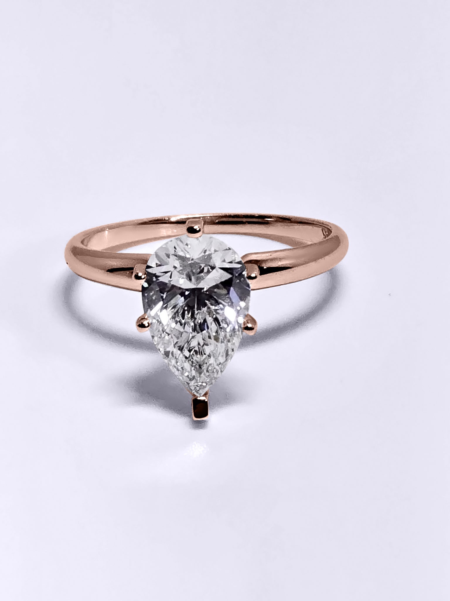 2.01 Carat Pear Cut Lab Grown Diamond Engagement Promise Ring in 14K Gold - Rarest Jewelries