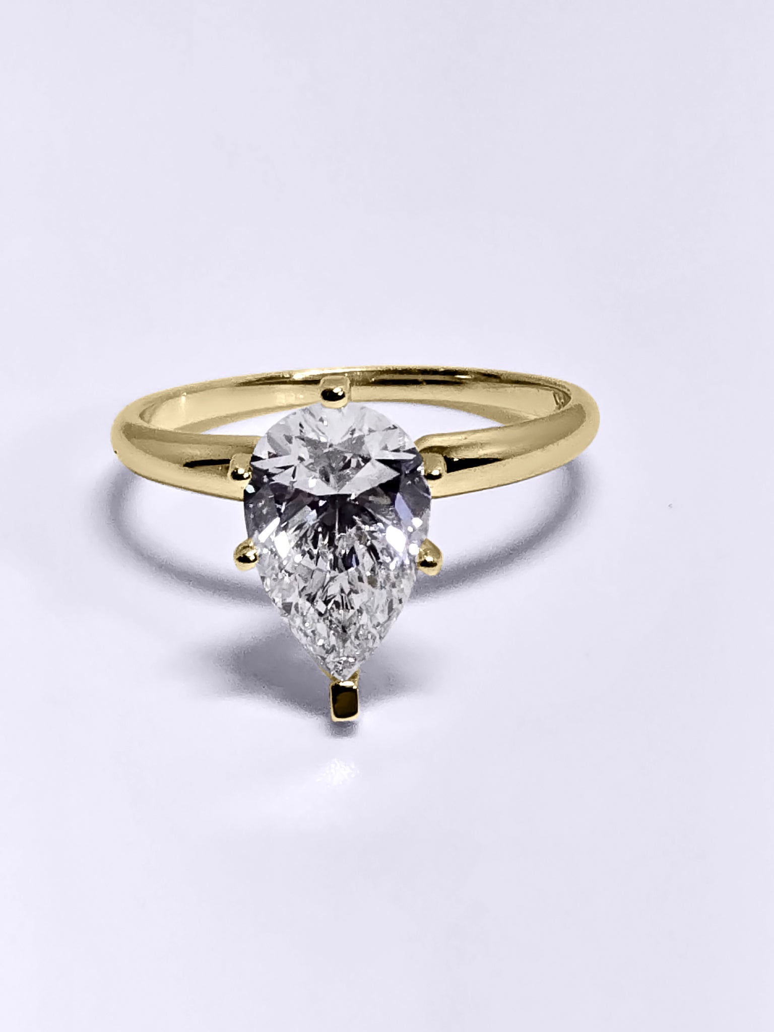 2.01 Carat Pear Cut Lab Grown Diamond Engagement Promise Ring in 14K Gold - Rarest Jewelries