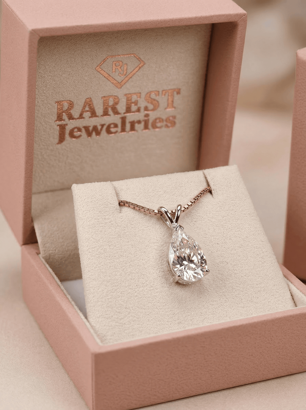 2.01 Carat Pear Shape Cut Lab Grown Diamond Pendant in 14K Gold - Rarest Jewelries