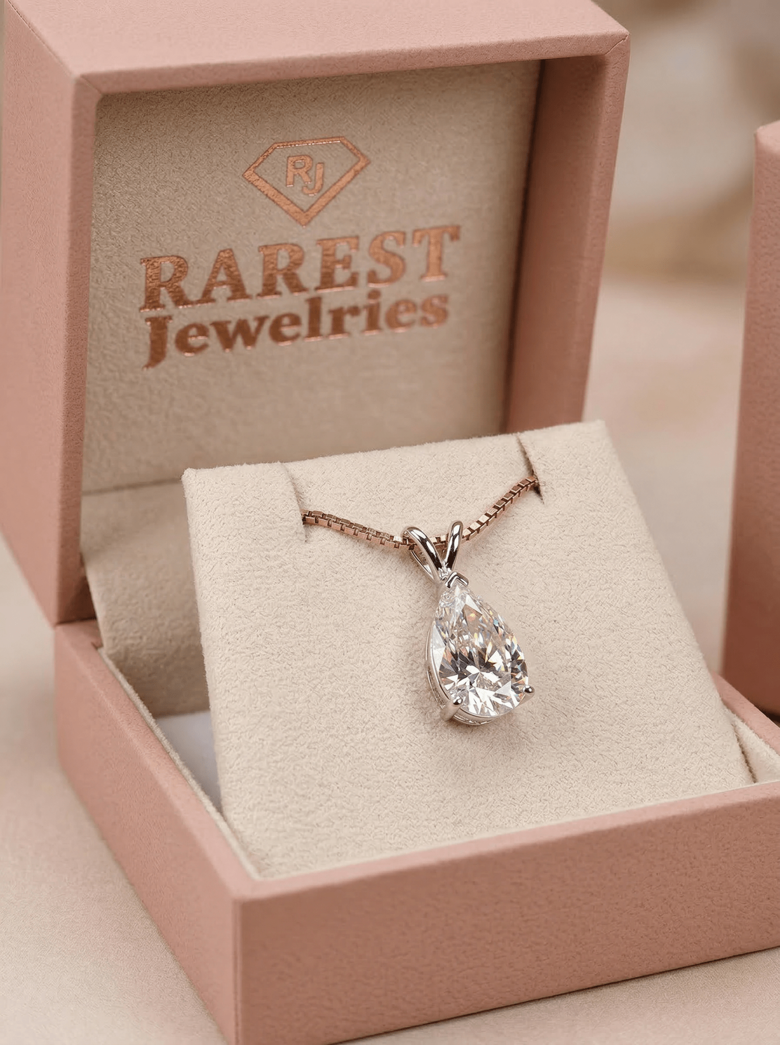 2.01 Carat Pear Shape Cut Lab Grown Diamond Pendant in 14K Gold - Rarest Jewelries