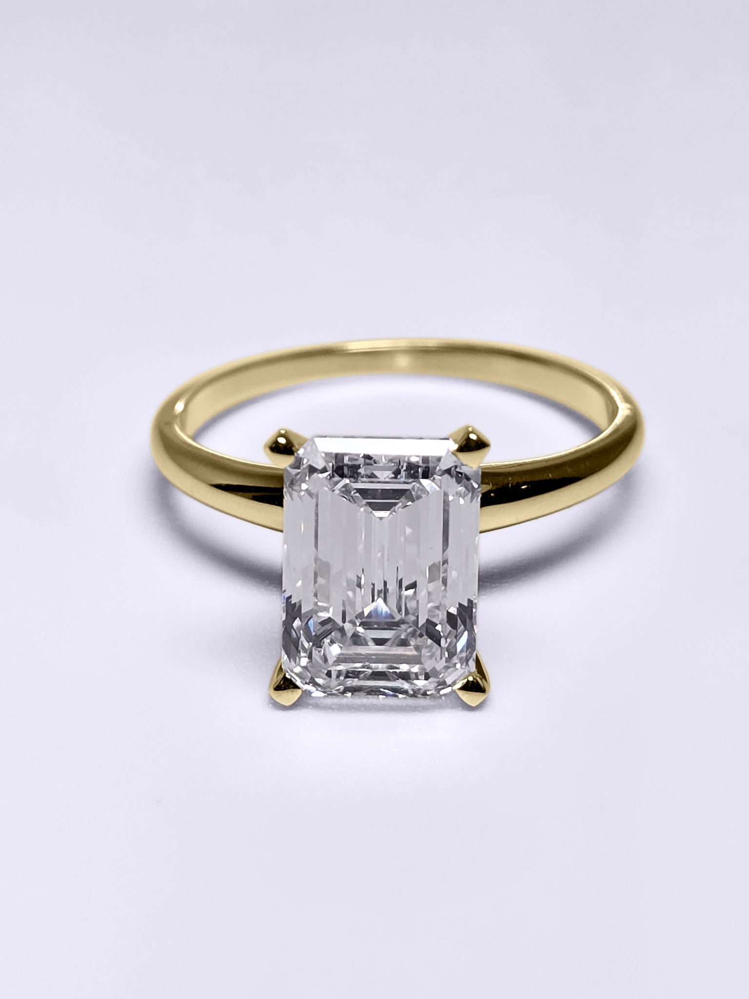 2.05 Carat Emerald Cut Lab Grown Diamond Engagement Promise Ring in 14K Gold - Rarest Jewelries