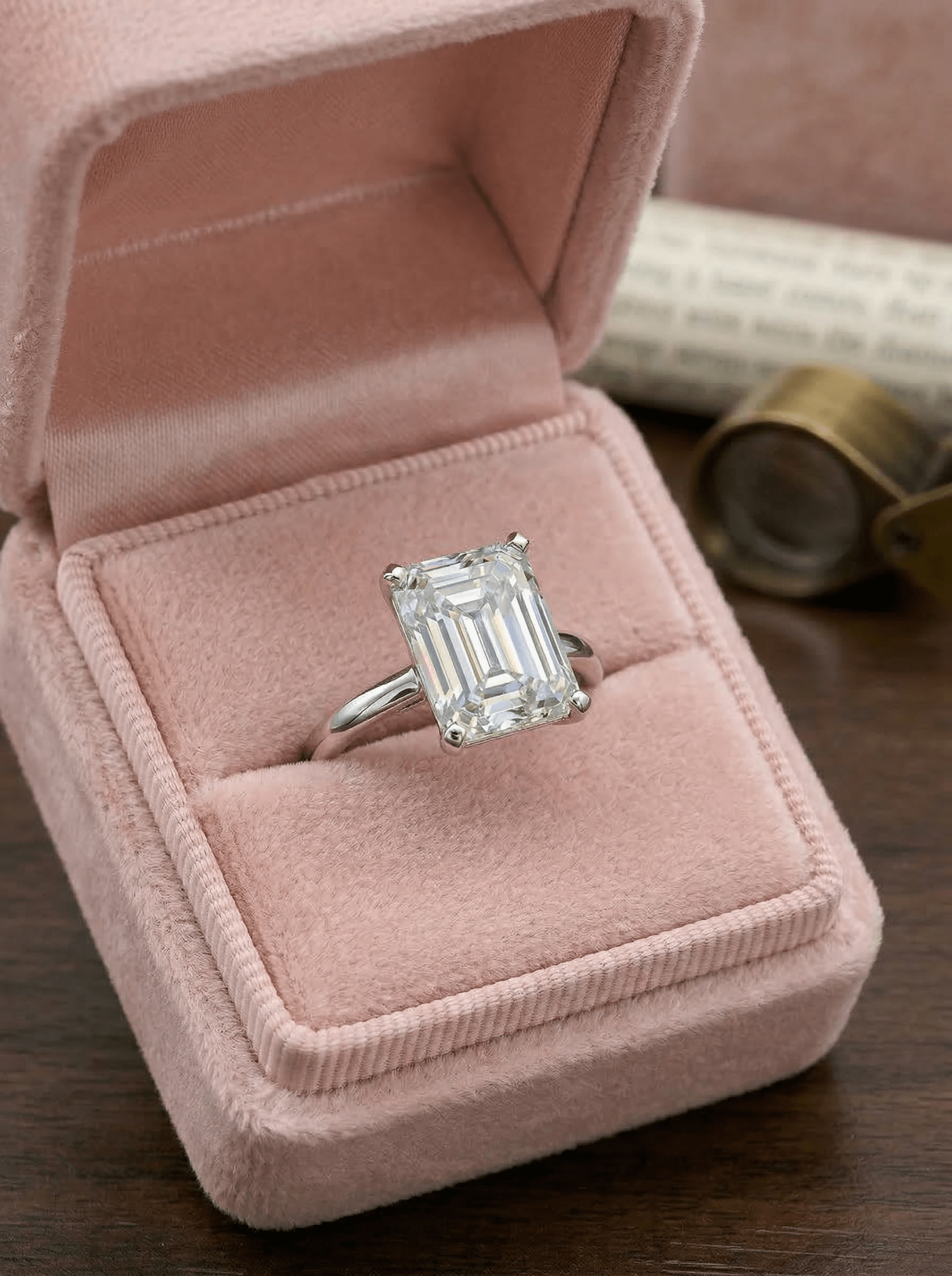 2.05 Carat Emerald Cut Lab Grown Diamond Engagement Promise Ring in 14K Gold - Rarest Jewelries