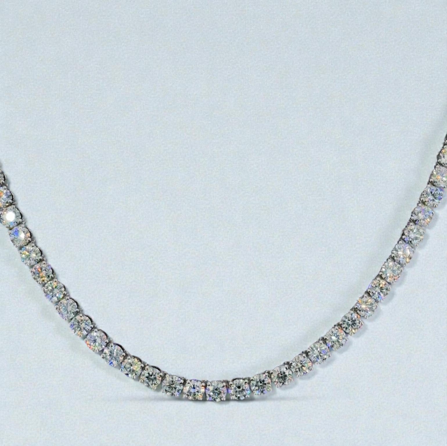 25.89 Ctw Lab Grown Diamond Round Tennis Necklace in 14K Gold - Rarest Jewelries