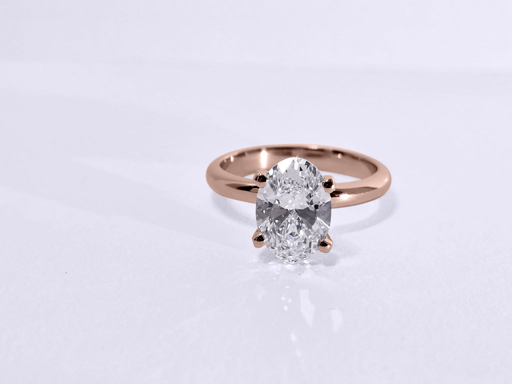 3 Carat Oval Cut Lab Grown Diamond Solitaire Engagement Ring in 14K Gold - Rarest Jewelries