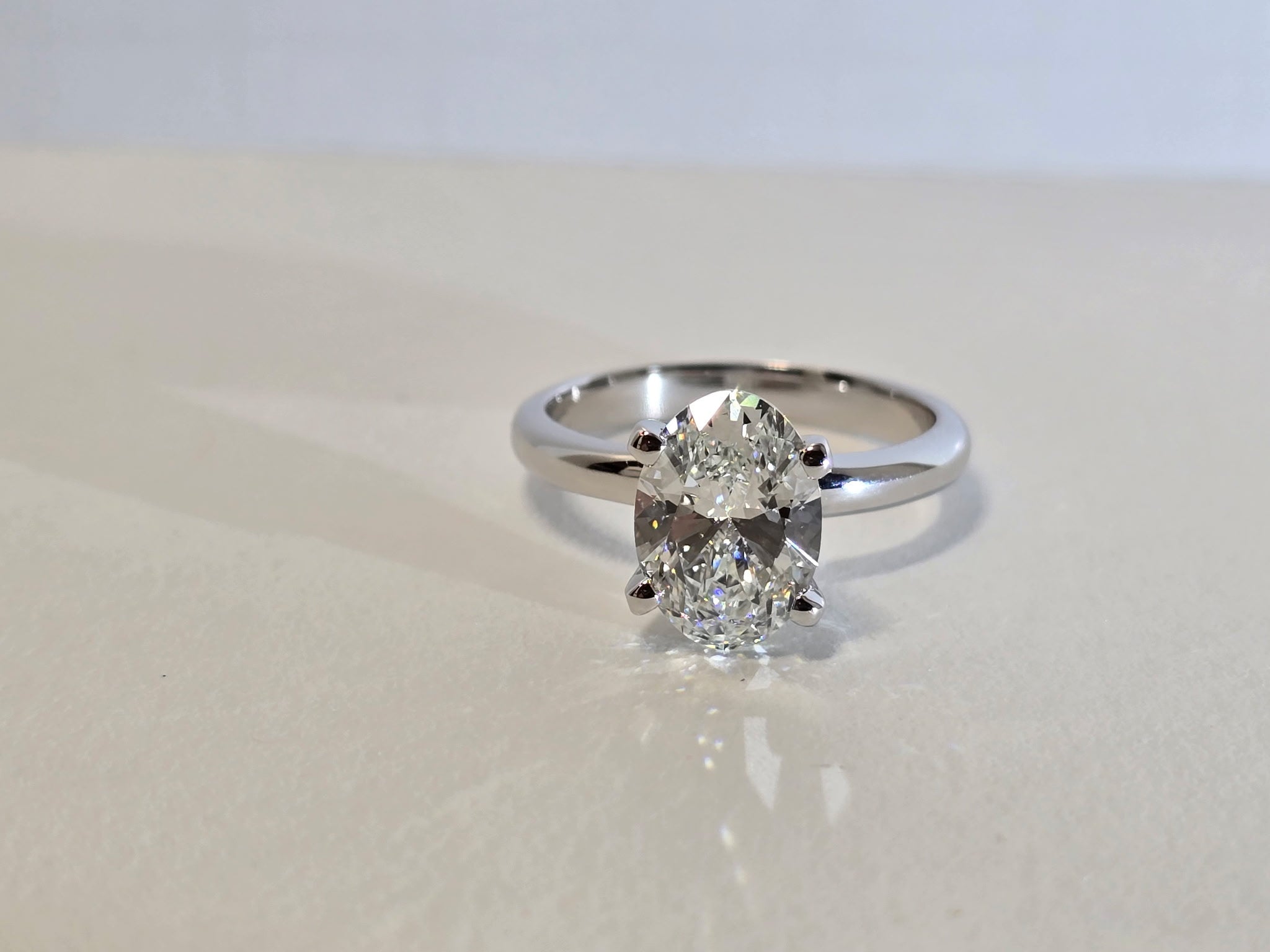 3 Carat Oval Cut Lab Grown Diamond Solitaire Engagement Ring in 14K Gold - Rarest Jewelries