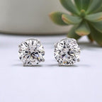 3 Carat Round Brilliant Lab Grown Diamond Stud Earrings in 14K Gold - Rarest Jewelries