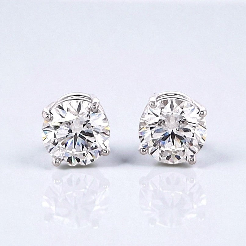 3.5 Carat Round Brilliant Lab Grown Diamond Stud Earrings in 14K Gold