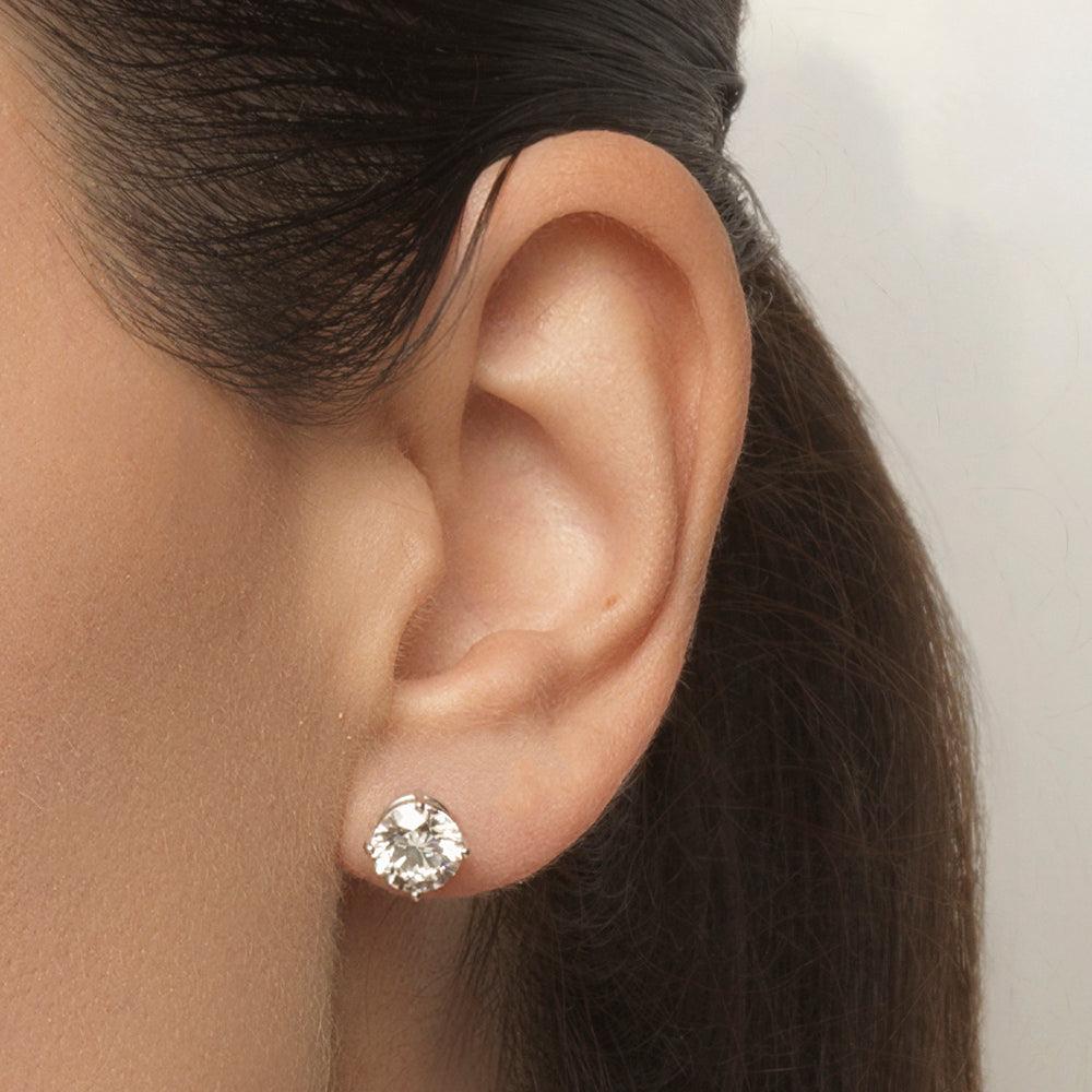 3.5 Carat Round Brilliant Lab Grown Diamond Stud Earrings in 14K Gold