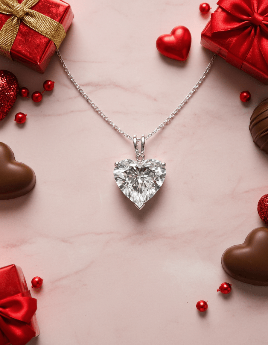 3.01 Carat Heart Shape Cut Lab Grown Diamond Pendant in 14K Gold - Rarest Jewelries