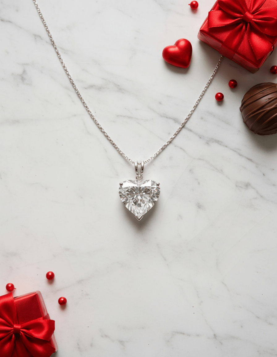 3.01 Carat Heart Shape Cut Lab Grown Diamond Pendant in 14K Gold - Rarest Jewelries