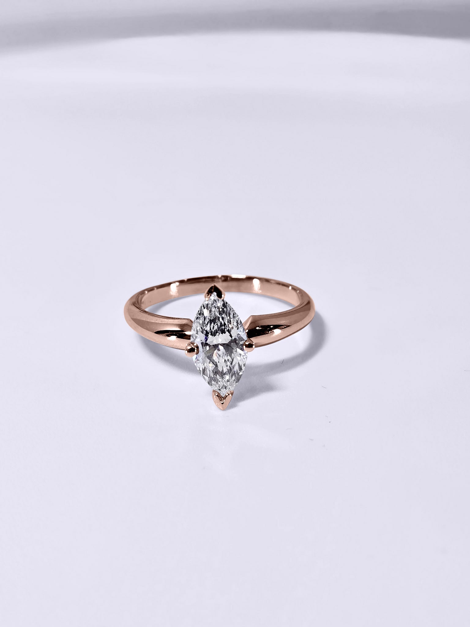 3.01 Carat Marquise Cut Lab Grown Diamond Solitaire Engagement Ring in 14K Gold - Rarest Jewelries