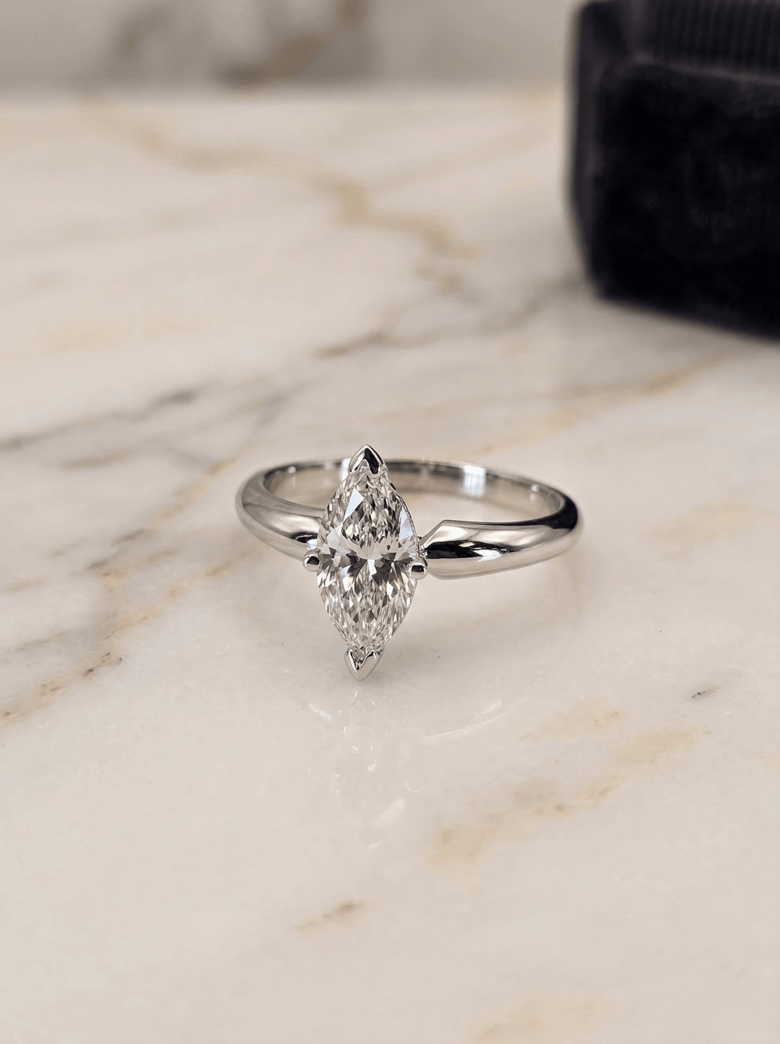 3.01 Carat Marquise Cut Lab Grown Diamond Solitaire Engagement Ring in 14K Gold - Rarest Jewelries