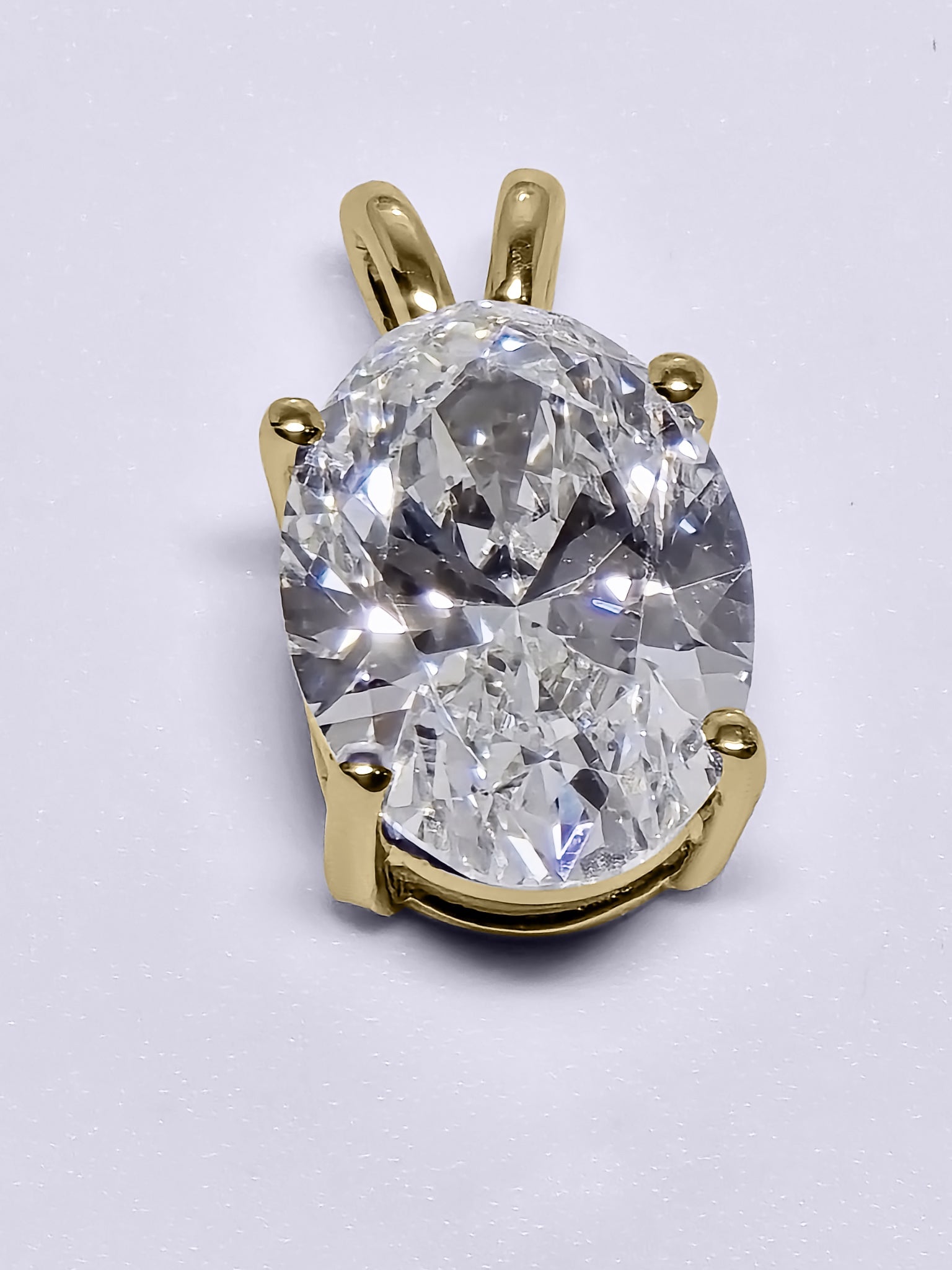 3.01 Carat Oval Brilliant Lab Grown Diamond Pendant in 14K Gold - Rarest Jewelries