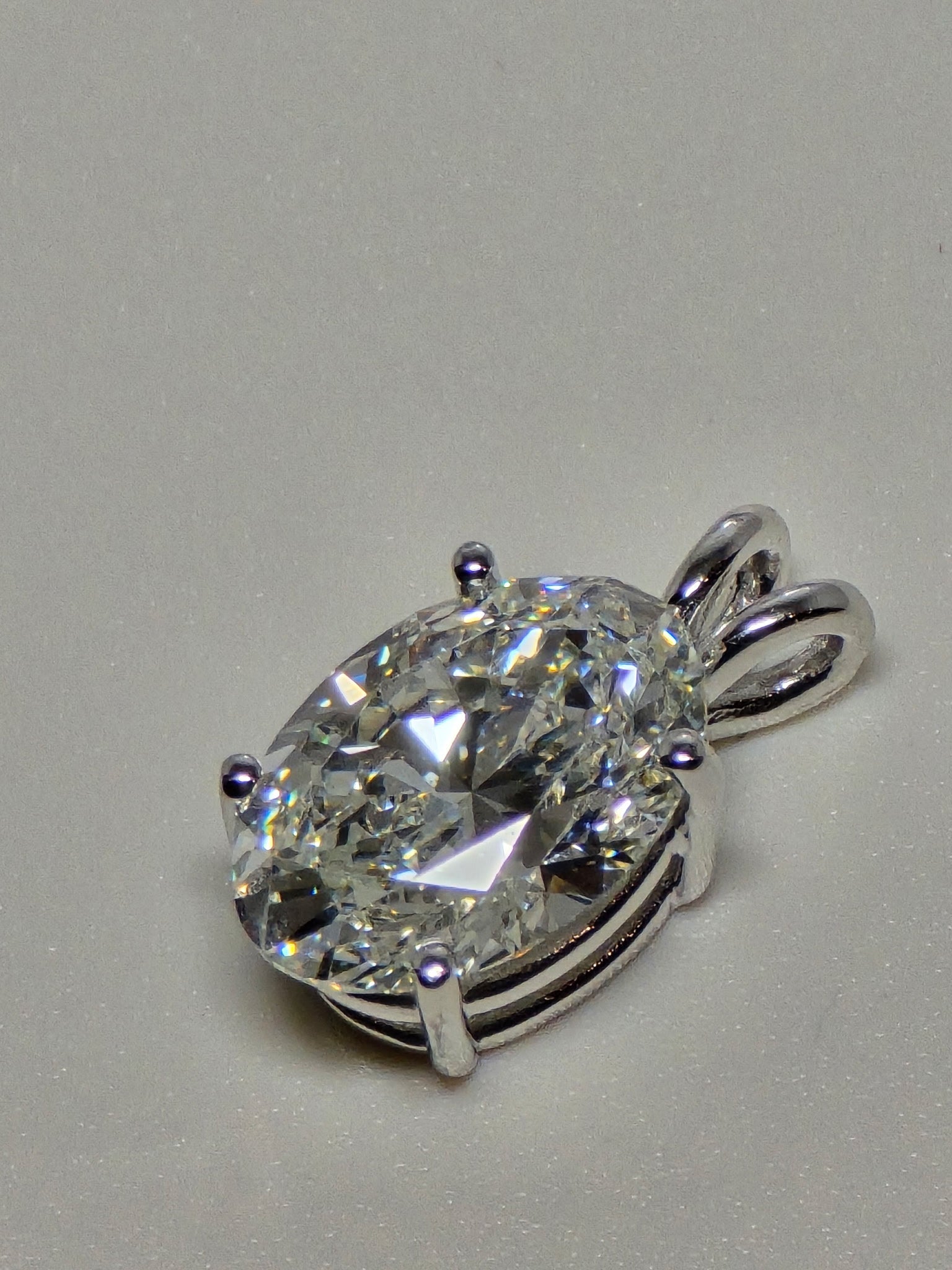 3.01 Carat Oval Brilliant Lab Grown Diamond Pendant in 14K Gold - Rarest Jewelries