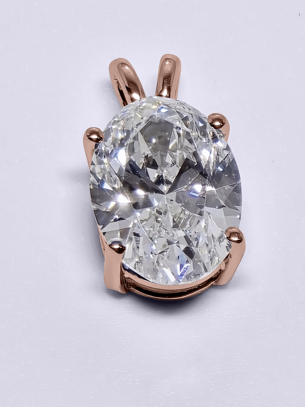 3.01 Carat Oval Brilliant Lab Grown Diamond Pendant in 14K Gold - Rarest Jewelries