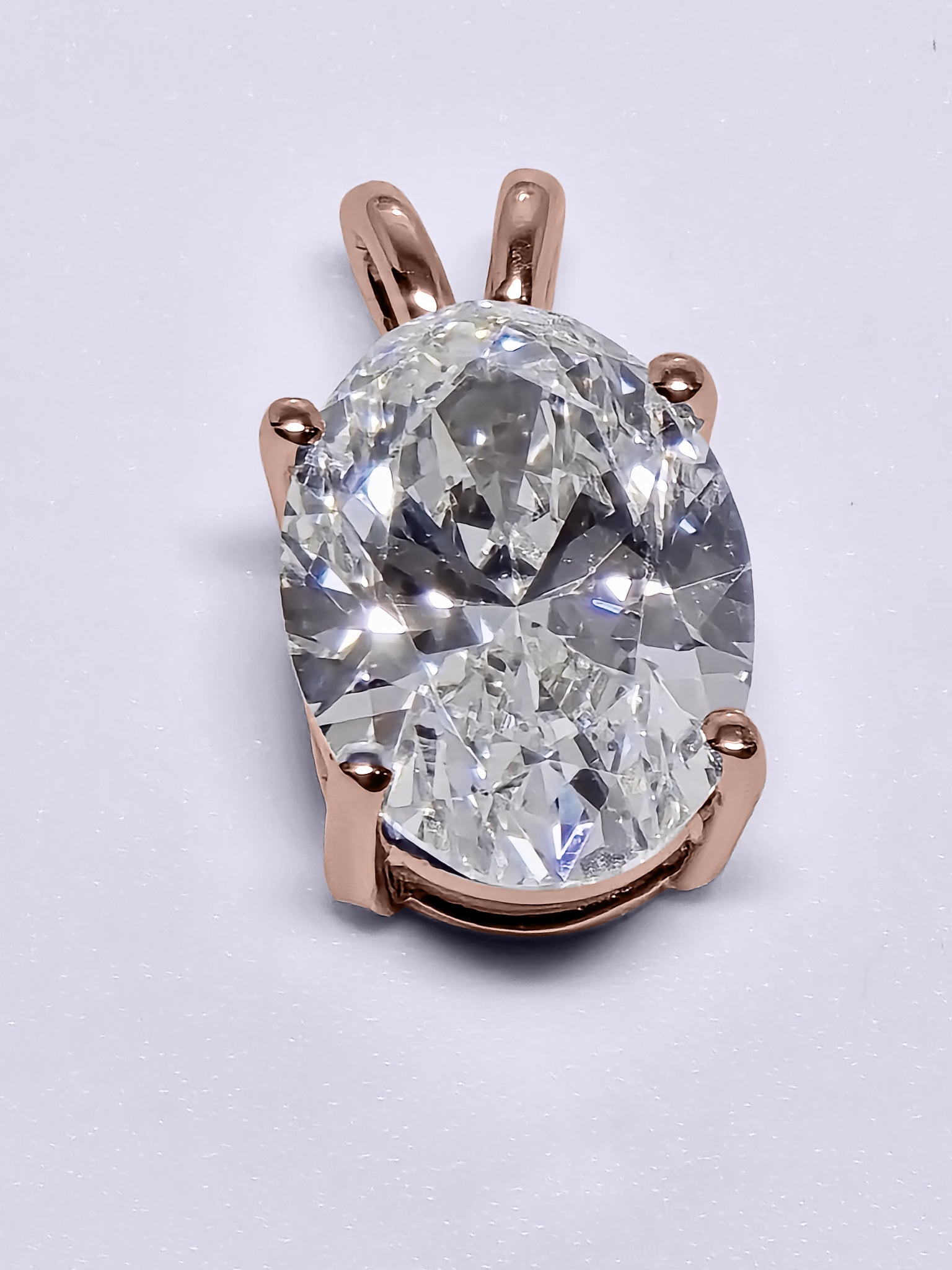 3.01 Carat Oval Brilliant Lab Grown Diamond Pendant in 14K Gold - Rarest Jewelries