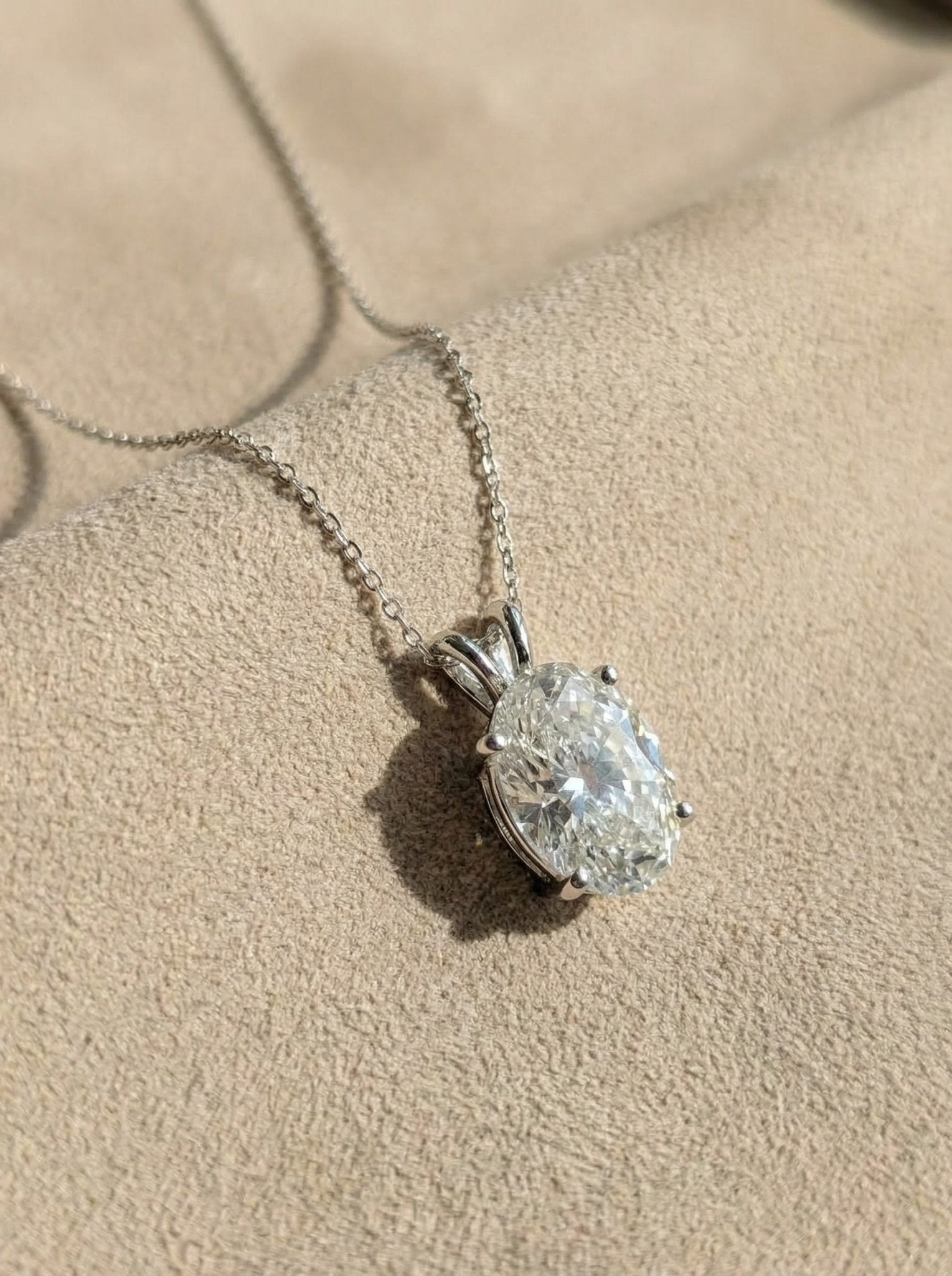 3.01 Carat Oval Brilliant Lab Grown Diamond Pendant in 14K Gold - Rarest Jewelries