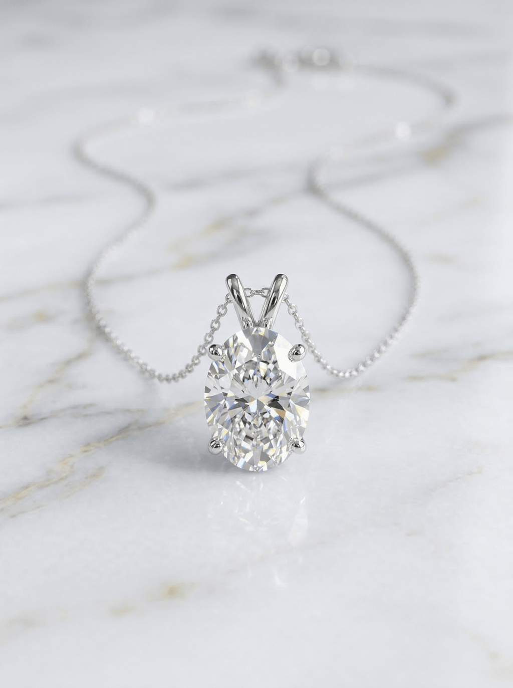 3.01 Carat Oval Brilliant Lab Grown Diamond Pendant in 14K Gold - Rarest Jewelries