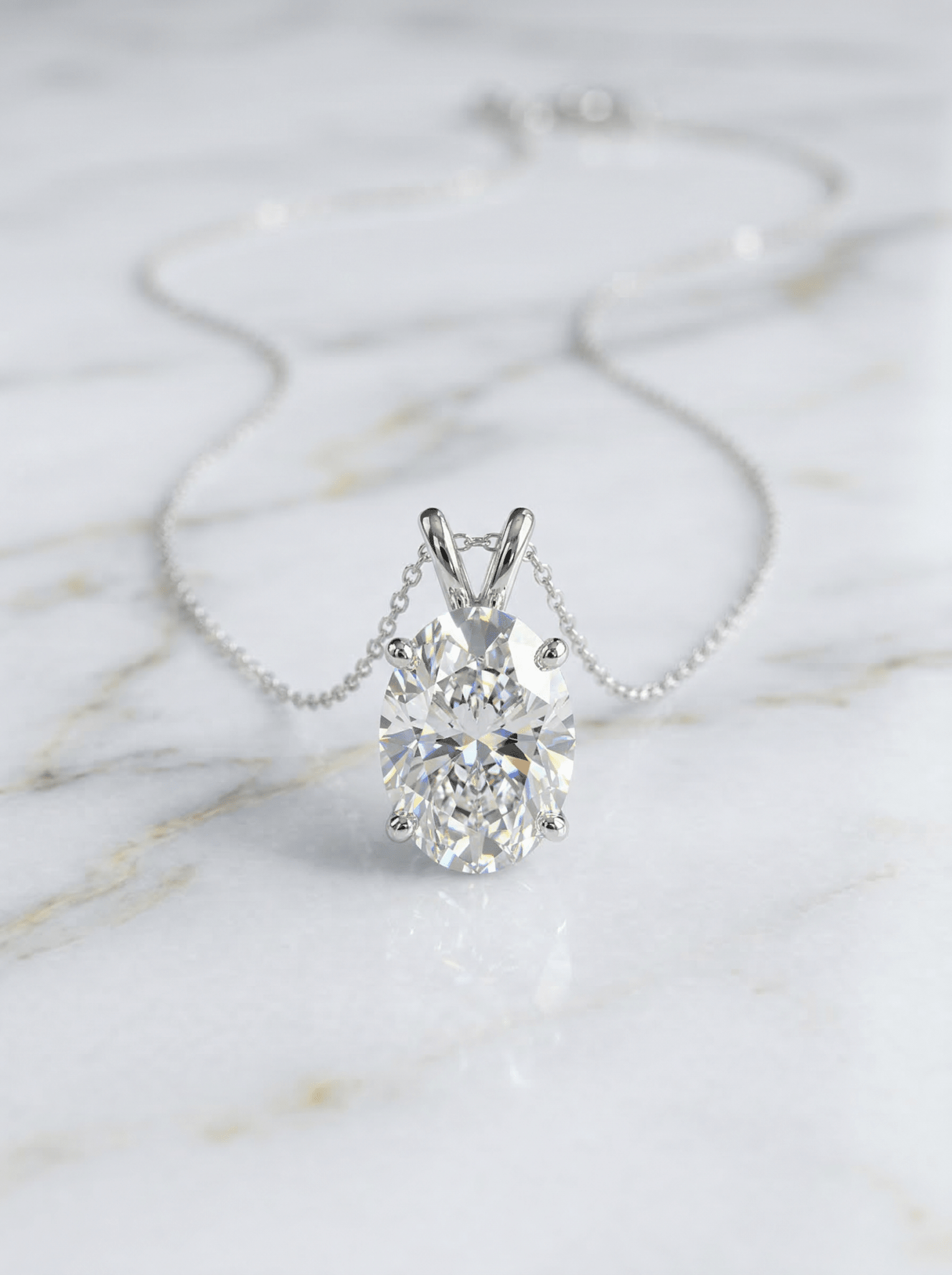 3.01 Carat Oval Brilliant Lab Grown Diamond Pendant in 14K Gold - Rarest Jewelries