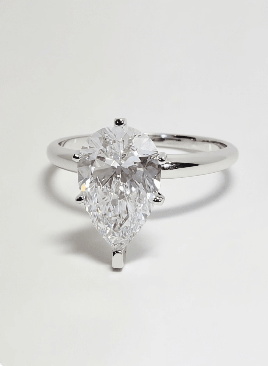3.01 Carat Pear Cut Lab Grown Diamond Engagement Promise Ring in 14K Gold - Rarest Jewelries