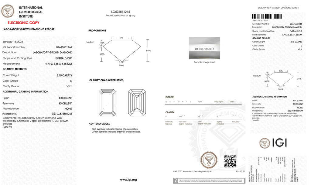 3.10 Carat Emerald Cut Lab Grown Diamond Solitaire Engagement Ring in 14K Gold - Rarest Jewelries