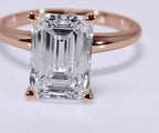 3.10 Carat Emerald Cut Lab Grown Diamond Solitaire Engagement Ring in 14K Gold - Rarest Jewelries