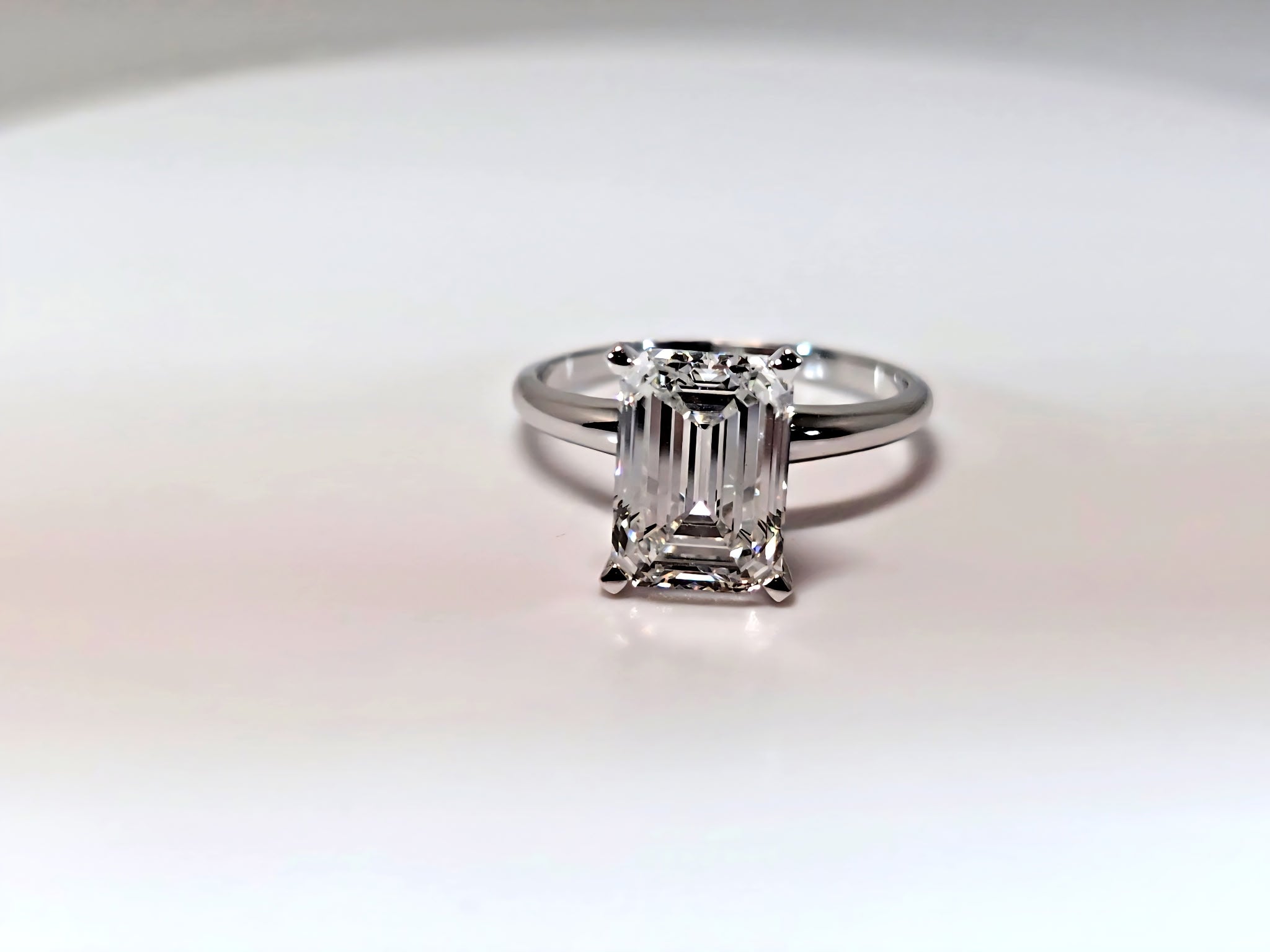 3.10 Carat Emerald Cut Lab Grown Diamond Solitaire Engagement Ring in 14K Gold